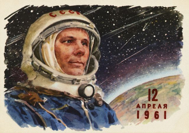 Postcard of Gagarin in Space Suit