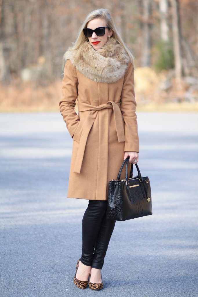 camel-wool-wrap-coat-J.-Crew-wool-wrap-coat-Zara-camel-faux-fur-scarf-fur-snood-leather-pants-Chanel-cateye-sunglasses-leopard-pumps-Brahmin-black-melbourne-small-lincoln-satchel